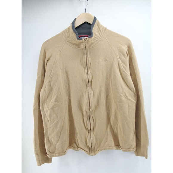 The North Face Wool Blend Full Zip Long-Sleeve Sweater Large Beige - Picture 1 of 9